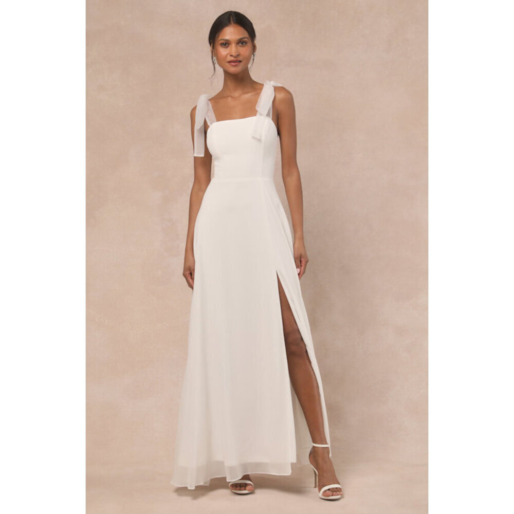 Lulus Radiant Romance White Tie-strap Maxi Dress - Size XL
